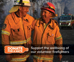 Rural Fire Service firefighters and the Donate for a Mate campaign to support the wellbeing of our volunteer firefighters
