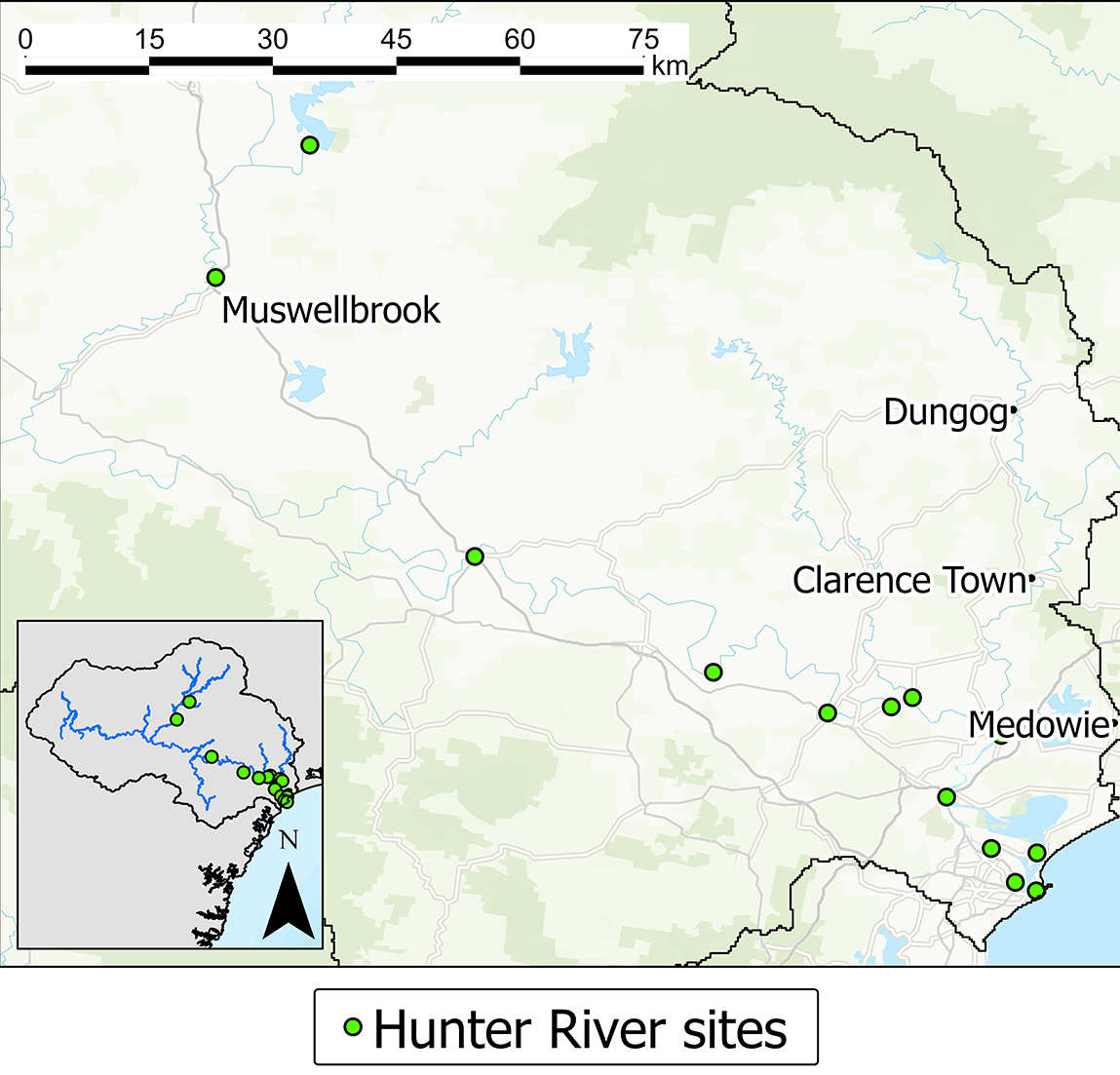 Map: Hunter River water quality monitoring sites
