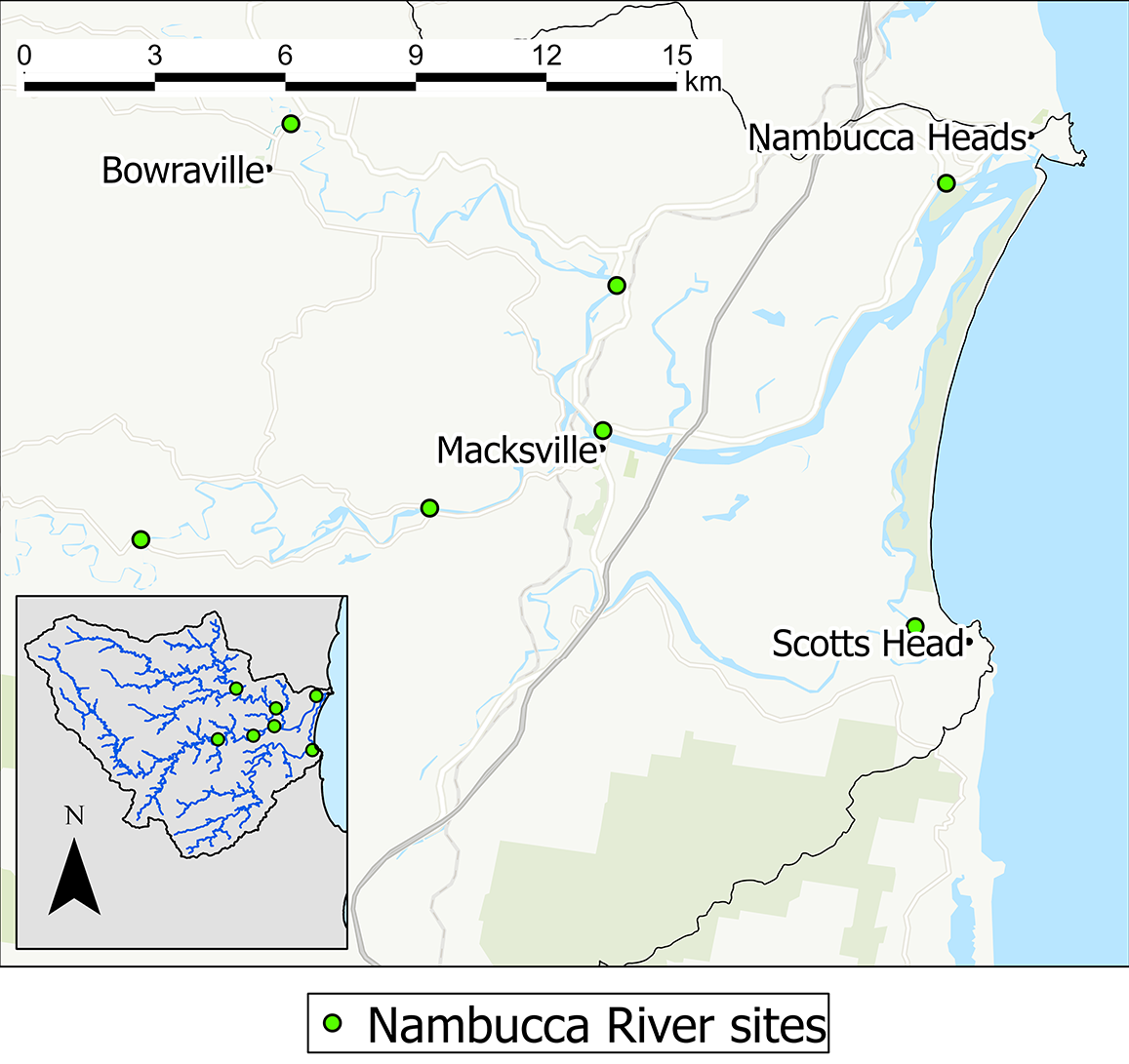 Map: Nambucca River water quality monitoring sites