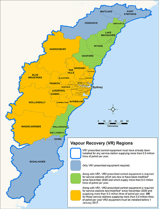 Image - map vapour recovery regions