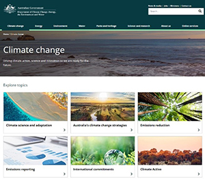 Thumbnail Commonwealth Department of Climate Change, Energy, the Environment and Water webpage
