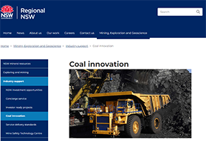 Thumbnail Regional NSW Coal innovation webpage 