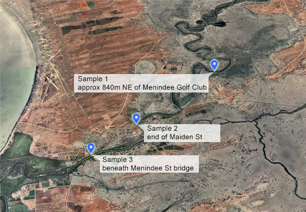 Map of Menindee showing sampling sites