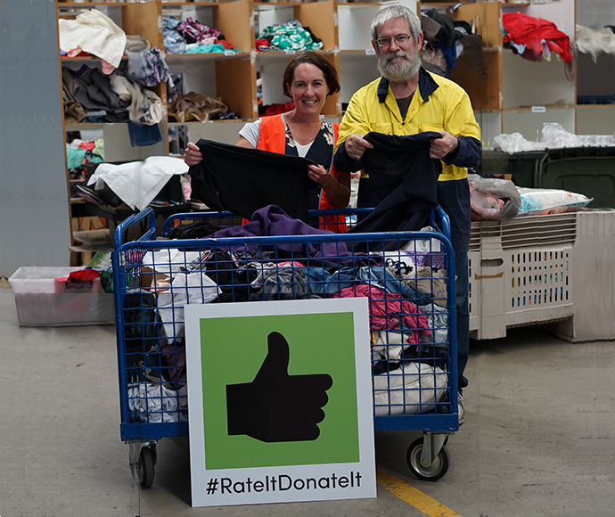 EPA staffer and charity worker with donated goods