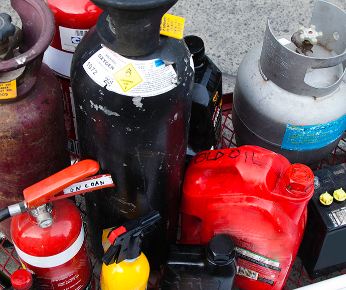 Problem waste items including fire extinguishers and gas bottles