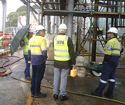 EPA officers inspecting the Viva oil spill