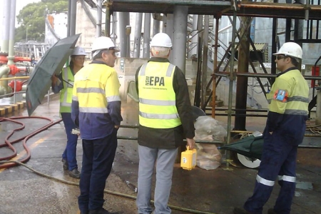 EPA officers inspecting a spill site