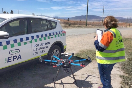 EPA officer operating a drone