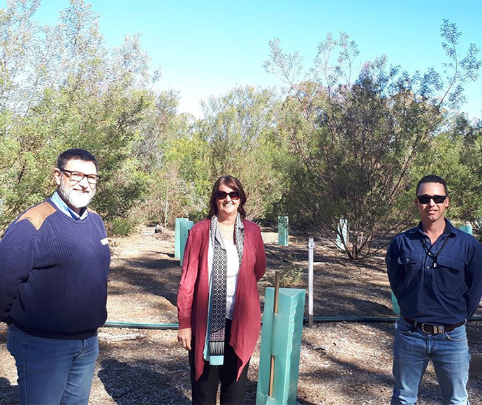 CEO Tracy Mackey on a field inspection with Gary Whytcross and Curtis Attard