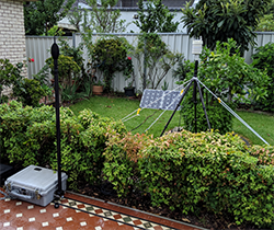 solar operated noise monitor in backyard