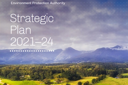 cover of the EPA Strategic plan - green fields with trees, mountians in the distance