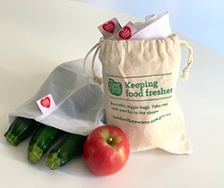 mesh veggie bag with Love Food Hate Waste brand