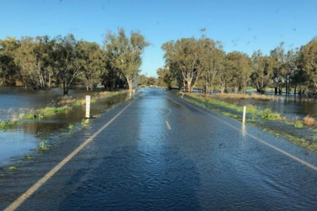 Flooded causeway near Forbes NSW