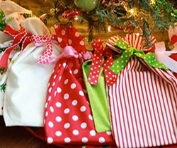 colourful cloth Christmas gift bags