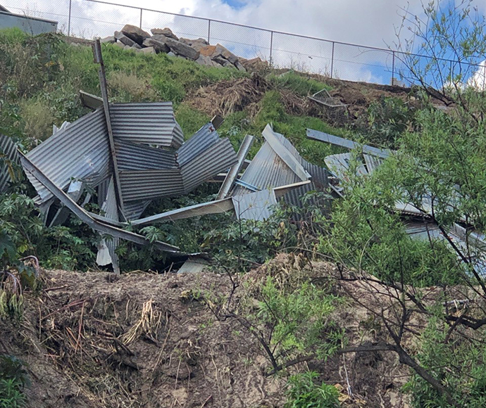 Corrugated iron debris from the 2021 Hawkesbury River floods