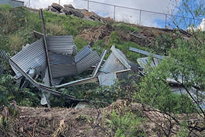 Corrugated iron debris from the 2021 Hawkesbury River floods