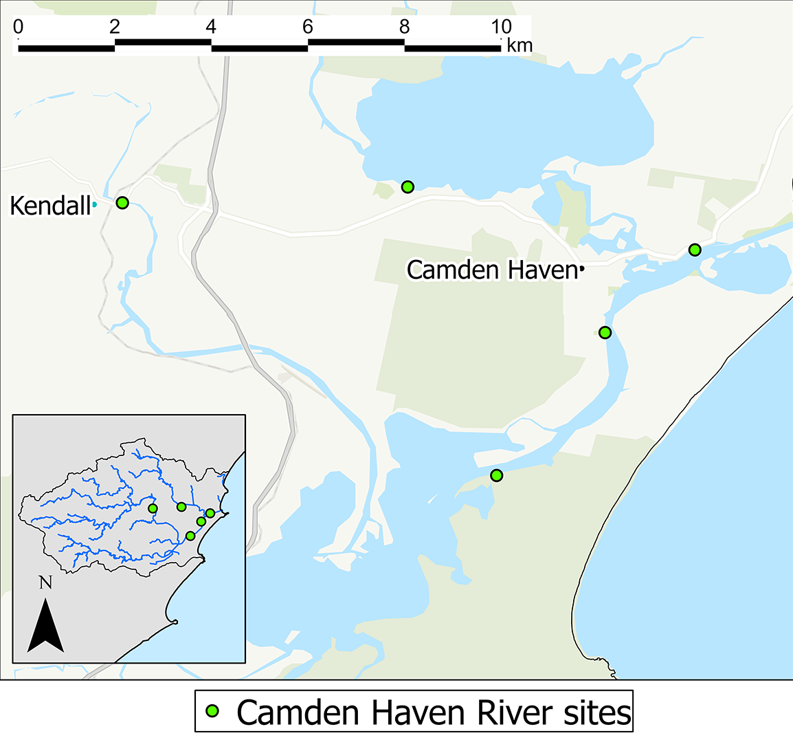 Map: Camden Haven River water quality monitoring sites