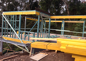 construction using blue pine and yellow laminated veneer lumber