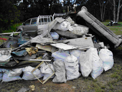 Illegally dumped waste ready for disposal