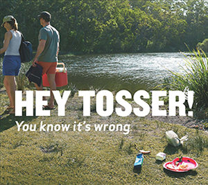 Hey Tosser! Couple littering at a waterway