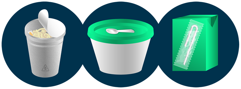Integrated plastic packaging icons