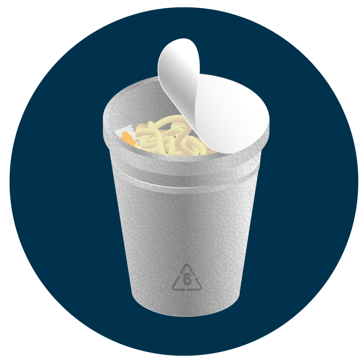 3D icon of polystyrene cup with sealed lid