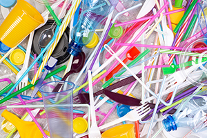 Single-use plastics straws, balloons, cutlery, cups