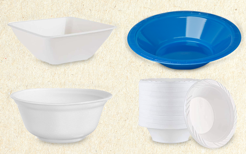 Banned single-use bowls and expanded polystyrene bowls