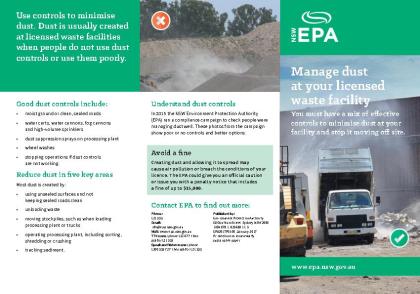 Cover of Manage dust at your licensed waste facility