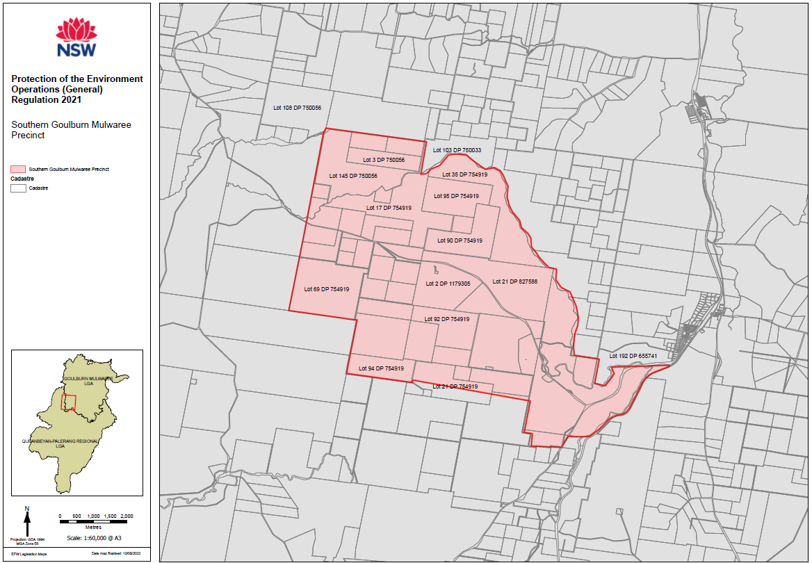 map showing Southern Goulburn Mulwaree Precinct
