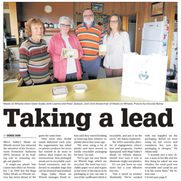 meals on wheels article in merimbula paper