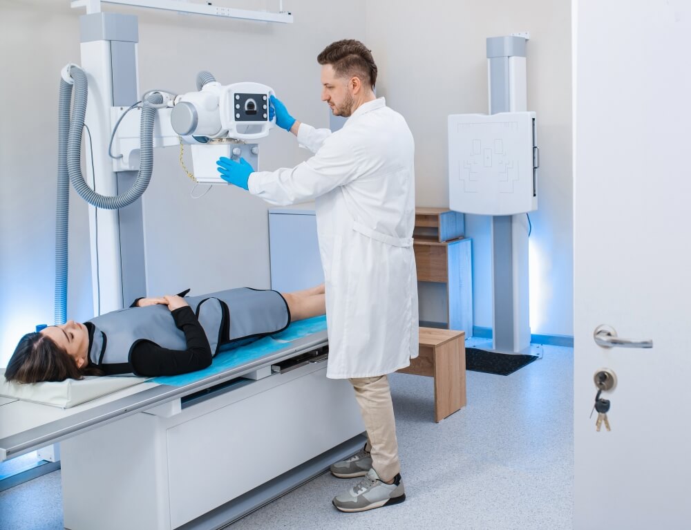 Woman with doctor getting an x ray