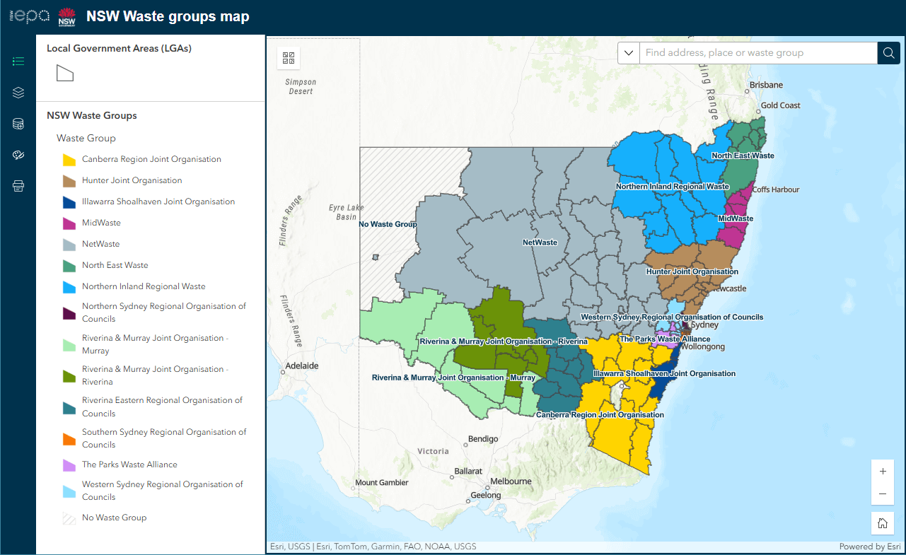 Thumbnail of NSW Waste groups map