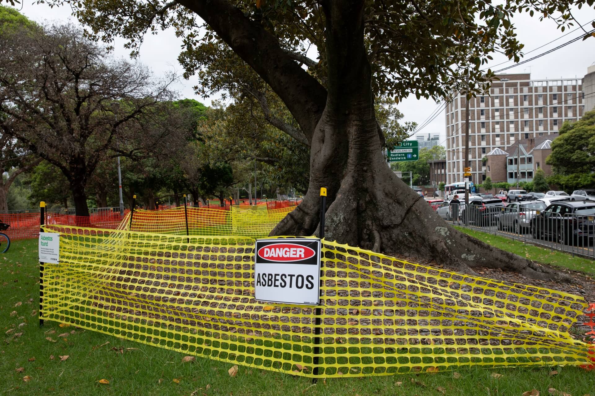 Fenced off area during the asbestos in mulch investigation