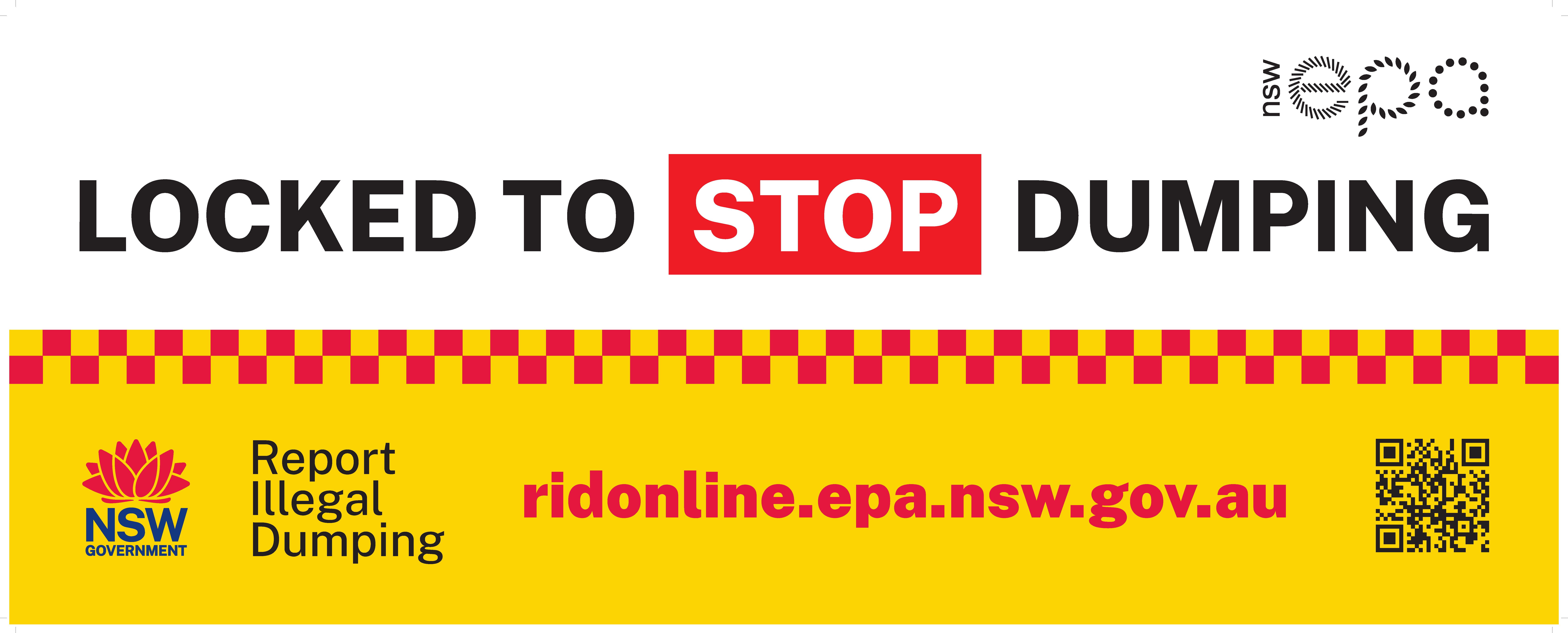 RID gate sign: Locked to stop dumping