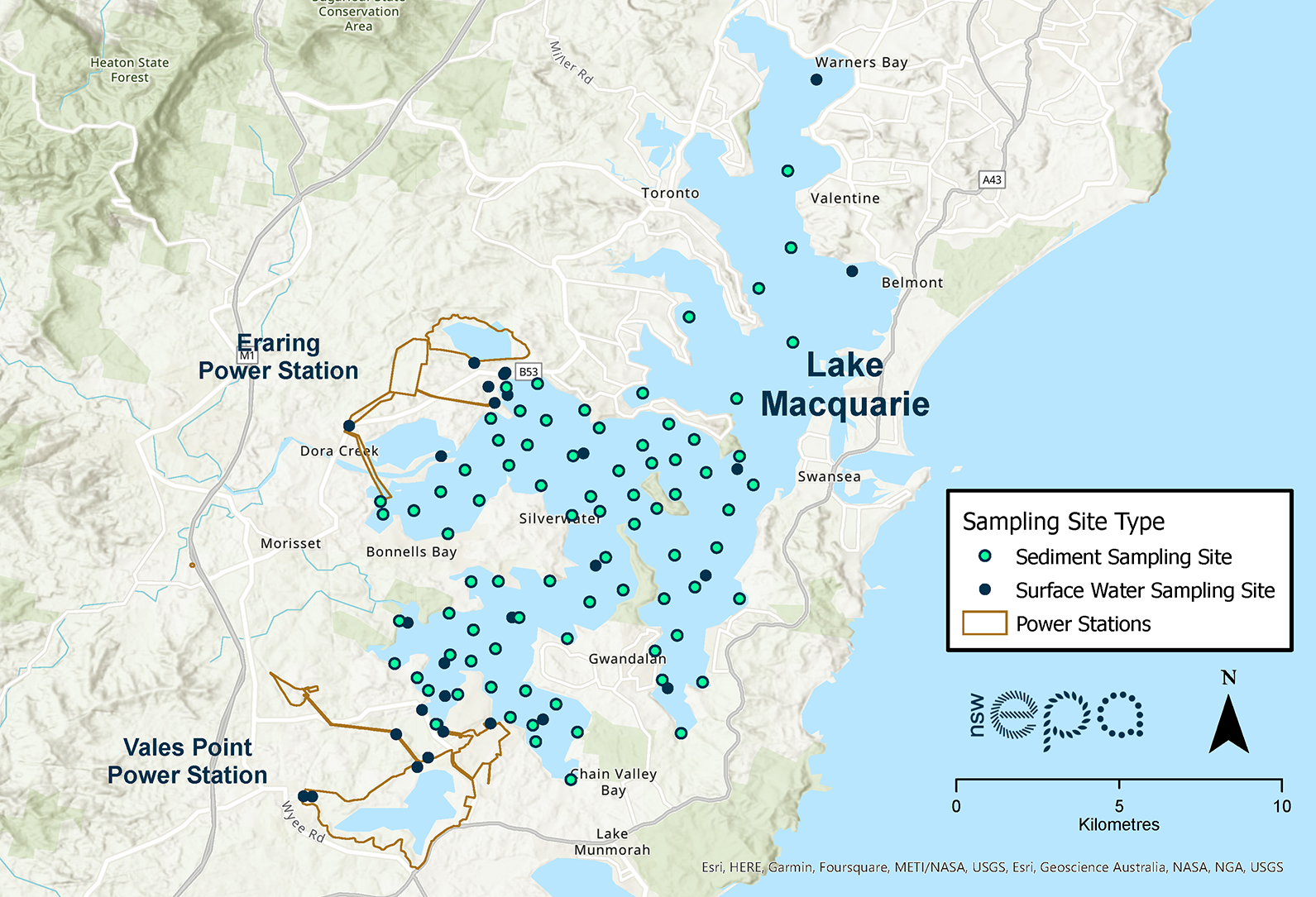 Lake Macquarie surface water monitoring sites